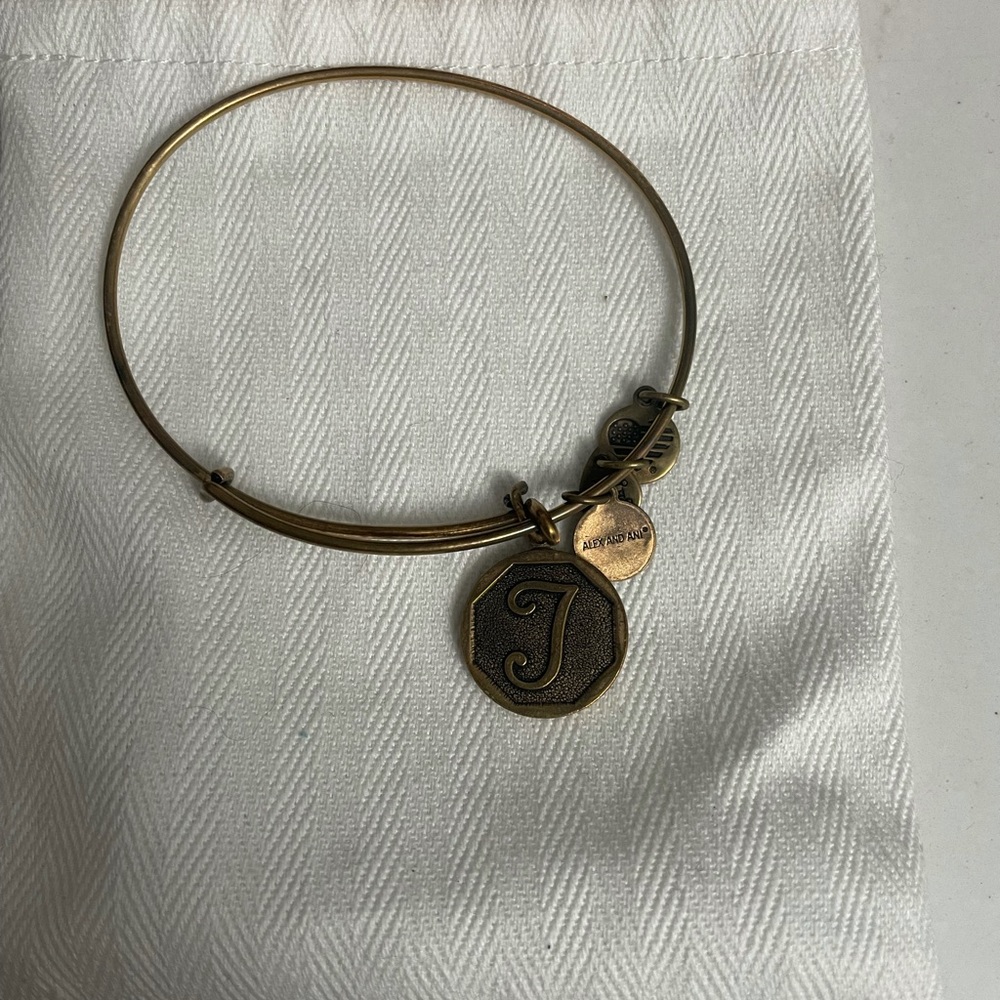 Alex and Ani Letter T Gold Bracelet